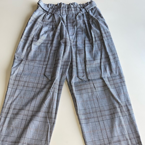 wild fable Pants - wild fable Plaid Pull on Tie Waist Ankle Cuff Pants